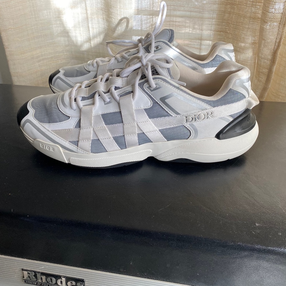Christian Dior B24 RUNTEK 43-10 rubber shoes white grey black sneakers trainers - Picture 10 of 12